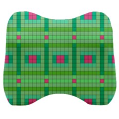 Checkerboard Squares Abstract Velour Head Support Cushion