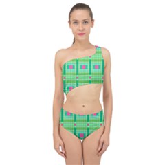 Checkerboard Squares Abstract Spliced Up Two Piece Swimsuit