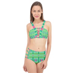 Checkerboard Squares Abstract Cage Up Bikini Set by Pakrebo