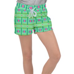 Checkerboard Squares Abstract Women s Velour Lounge Shorts