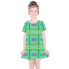 Checkerboard Squares Abstract Kids  Simple Cotton Dress