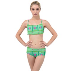 Checkerboard Squares Abstract Layered Top Bikini Set