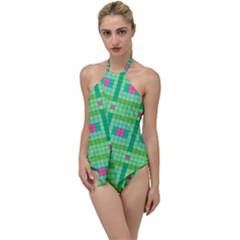 Checkerboard Squares Abstract Go With The Flow One Piece Swimsuit