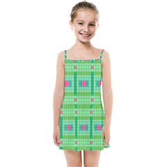 Checkerboard Squares Abstract Kids  Summer Sun Dress