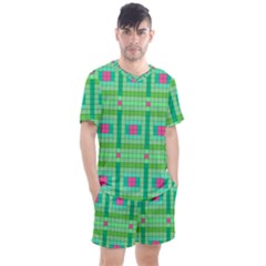 Checkerboard Squares Abstract Men s Mesh Tee And Shorts Set