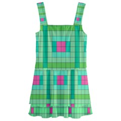 Checkerboard Squares Abstract Kids  Layered Skirt Swimsuit