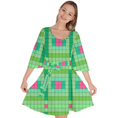 Checkerboard Squares Abstract Velour Kimono Dress by Pakrebo