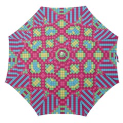 Checkerboard Squares Abstract Straight Umbrellas by Pakrebo