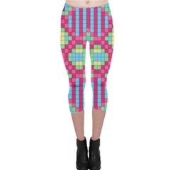 Checkerboard Squares Abstract Capri Leggings  by Pakrebo