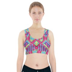 Checkerboard Squares Abstract Sports Bra With Pocket by Pakrebo