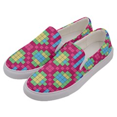 Checkerboard Squares Abstract Men s Canvas Slip Ons by Pakrebo