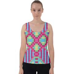 Checkerboard Squares Abstract Velvet Tank Top