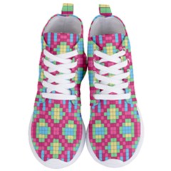 Checkerboard Squares Abstract Women s Lightweight High Top Sneakers