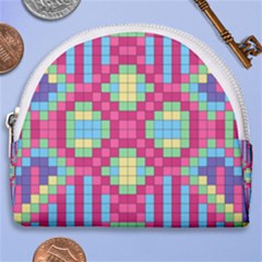 Checkerboard Squares Abstract Horseshoe Style Canvas Pouch