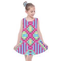 Checkerboard Squares Abstract Kids  Summer Dress