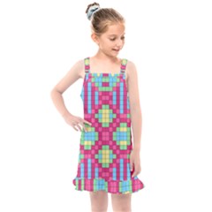 Checkerboard Squares Abstract Kids  Overall Dress