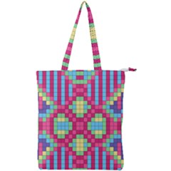 Checkerboard Squares Abstract Double Zip Up Tote Bag