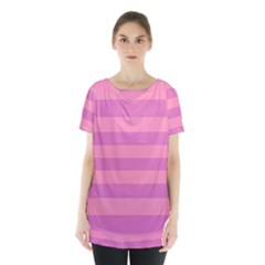 Pink Stripes Striped Design Pattern Skirt Hem Sports Top by Pakrebo