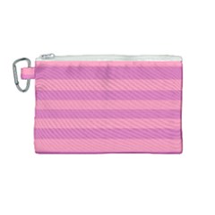 Pink Stripes Striped Design Pattern Canvas Cosmetic Bag (medium)