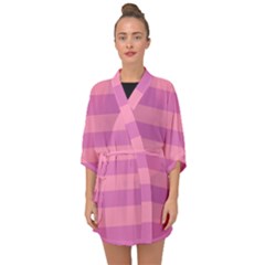 Pink Stripes Striped Design Pattern Half Sleeve Chiffon Kimono