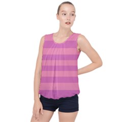 Pink Stripes Striped Design Pattern Bubble Hem Chiffon Tank Top