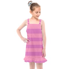 Pink Stripes Striped Design Pattern Kids  Overall Dress