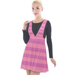 Pink Stripes Striped Design Pattern Plunge Pinafore Velour Dress