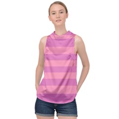 Pink Stripes Striped Design Pattern High Neck Satin Top