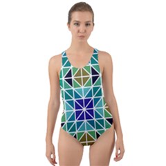 Mosaic Triangle Symmetry Cut-out Back One Piece Swimsuit