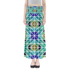 Mosaic Triangle Symmetry Full Length Maxi Skirt by Pakrebo