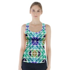 Mosaic Triangle Symmetry Racer Back Sports Top by Pakrebo