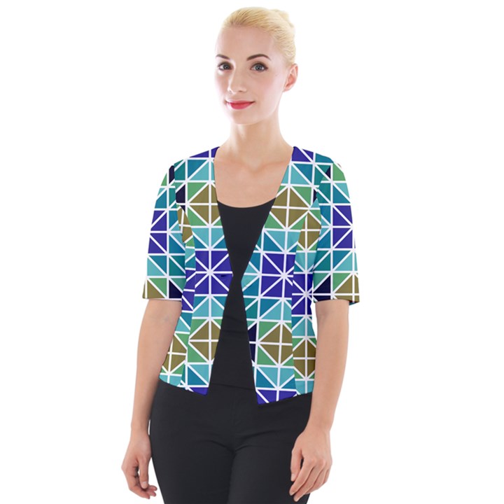 Mosaic Triangle Symmetry Cropped Button Cardigan