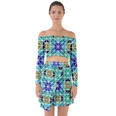 Mosaic Triangle Symmetry Off Shoulder Top With Skirt Set by Pakrebo