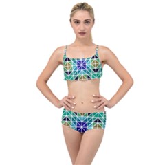 Mosaic Triangle Symmetry Layered Top Bikini Set by Pakrebo