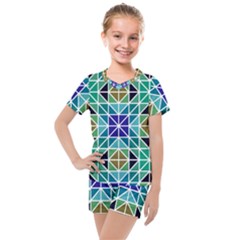 Mosaic Triangle Symmetry Kids  Mesh Tee And Shorts Set