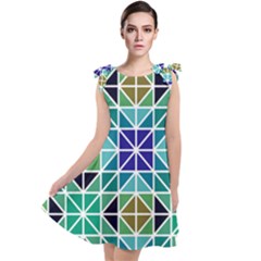 Mosaic Triangle Symmetry Tie Up Tunic Dress