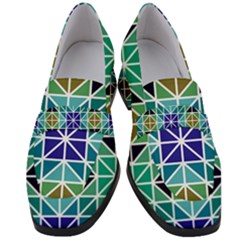 Mosaic Triangle Symmetry Women s Chunky Heel Loafers