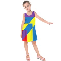 Colorful Red Yellow Blue Purple Kids  Sleeveless Dress by Pakrebo