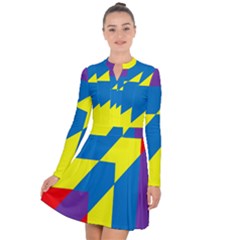 Colorful Red Yellow Blue Purple Long Sleeve Panel Dress by Pakrebo