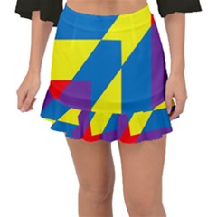 Colorful Red Yellow Blue Purple Fishtail Mini Chiffon Skirt