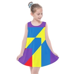 Colorful Red Yellow Blue Purple Kids  Summer Dress