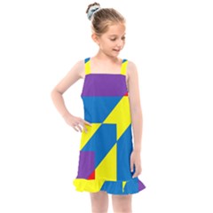 Colorful Red Yellow Blue Purple Kids  Overall Dress