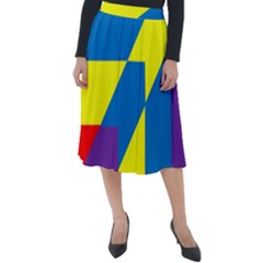 Colorful Red Yellow Blue Purple Classic Velour Midi Skirt 