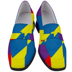 Colorful Red Yellow Blue Purple Women s Chunky Heel Loafers