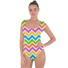 Chevron Pattern Design Texture Short Sleeve Leotard  by Pakrebo