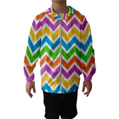 Chevron Pattern Design Texture Hooded Windbreaker (kids) by Pakrebo