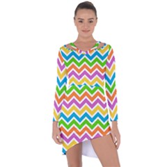 Chevron Pattern Design Texture Asymmetric Cut-out Shift Dress