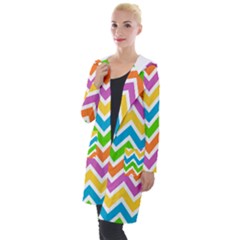 Chevron Pattern Design Texture Hooded Pocket Cardigan