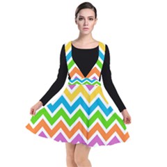 Chevron Pattern Design Texture Plunge Pinafore Dress