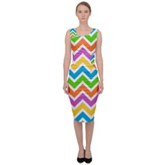 Chevron Pattern Design Texture Sleeveless Pencil Dress